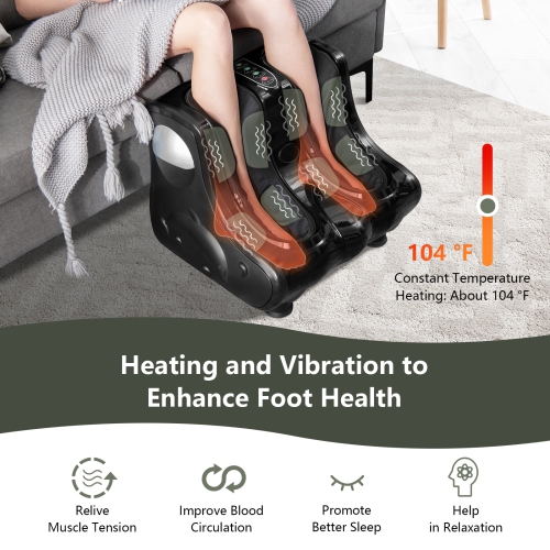 Costway Foot & Calf Massager with Heat Vibration Deep Kneading Shiatsu Foot Massage Machine