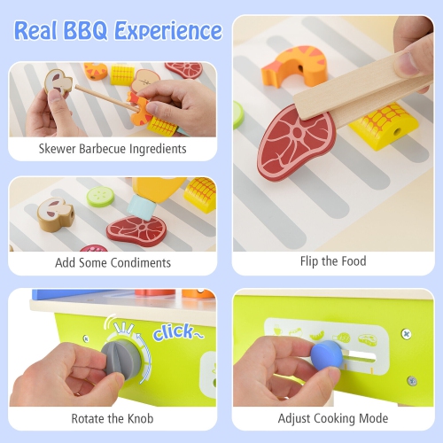 Gymax Kid's Pretend Barbecue Grill Play Set Toy BBQ Cooking Playset with Accessories