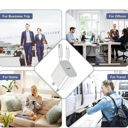 Chargeur rapide 20 W de iPhone | Bloc mural de type C adaptateur cubique compatible avec Apple iPhone 14, 13, 12, 11 Pro Max, XR, TP, câble iPad