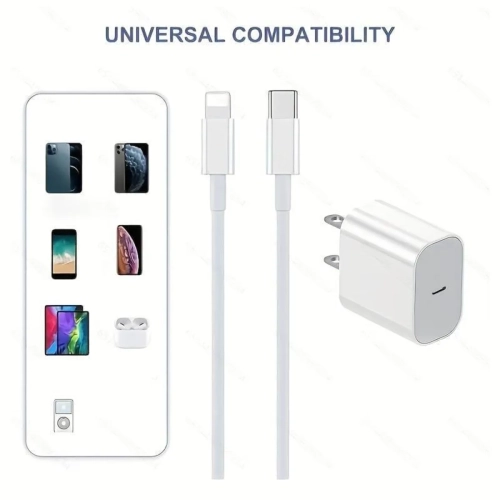 Chargeur rapide iPhone [certifié MFi Apple] Chargeur mural USB-C 20 W  PD, câble USB-C à Lightning 6FT m, chargeur Apple pour iPhone 14/13/12/11  Pro/Max/XR/XS/plus/iPad/Air Pods