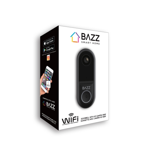 Bazz Smart Home Smart WiFi Video Doorbell with HD 1080p Camera, WFDBELL1
