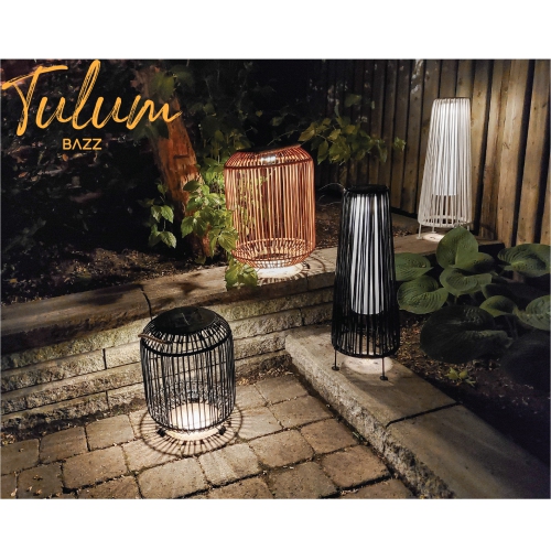 BAZZ Smart Home Tulum Smart Solar Outdoor Patio Garden LED Light Fixture 11x 15 In., Black, F19287BK