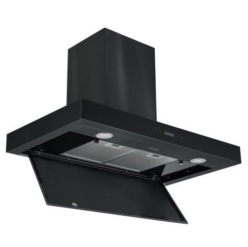 Ancona 36" Convertible Wall Mount Rectangular Style Range Hood in Black Stainless Steel