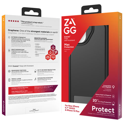 ZAGG Everest Snap Fitted Hard Shell Case with MagSafe for iPhone 15 Plus - Black