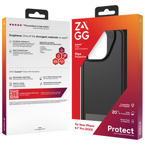 Étui rigide ajusté Everest Snap de ZAGG avec MagSafe pour iPhone 15 Pro - Noir