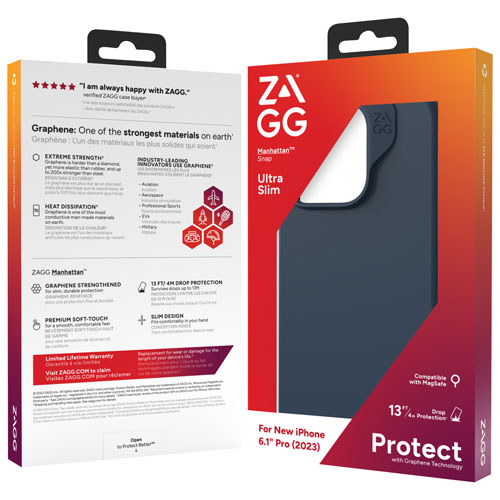 ZAGG Manhattan Snap Fitted Hard Shell Case with MagSafe for iPhone 15 Pro - Navy
