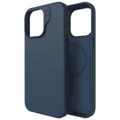 Étui rigide ajusté Manhattan Snap de ZAGG avec MagSafe pour iPhone 15 Pro Max - Bleu marine