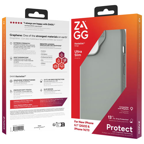 Étui rigide ajusté Manhattan Snap de ZAGG avec MagSafe pour iPhone 15 - Sauge