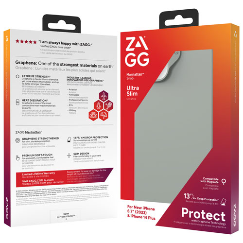 ZAGG Manhattan Snap Fitted Hard Shell Case with MagSafe for iPhone 15 Plus - Sage
