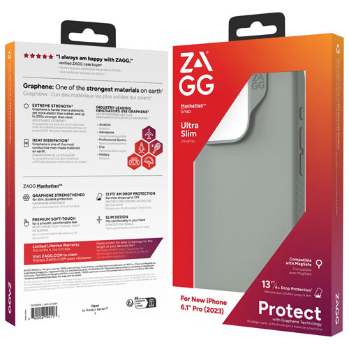 ZAGG Manhattan Snap Fitted Hard Shell Case with MagSafe for iPhone 15 Pro - Sage