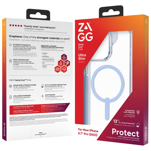 Étui rigide ajusté Santa Cruz Snap de ZAGG avec MagSafe pour iPhone 15 Pro Max - Bleu