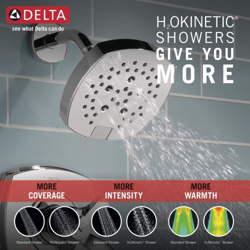 Delta Faucet Stryke 17 Series Dual-Function Tub and Shower Trim Kit, Shower Faucet, Single-Spray H2Okinetic Shower Head, Champagne Bronze T17476-CZ