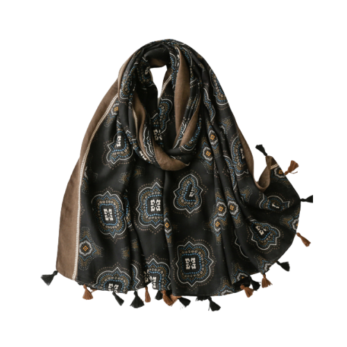 Foulard damassé brun et noir - ne demandez pas