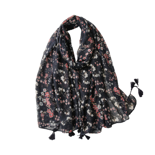 Black Cherry Flower Scarf - Don't AsK