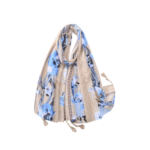 Blue And Brown Anemone Scarf - Don't AsK