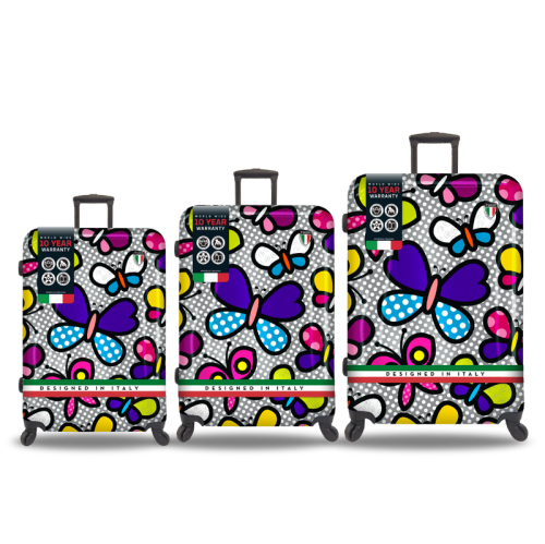 TUCCI ITALY Pop Art Butterfly Pop 3 PC Set (20", 24", 28") Luggage Suitcase