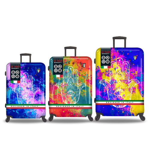 TUCCI ITALY Emotion Art Exotic Hamsa 3 PC Set (20", 24", 28") Luggage Suitcase