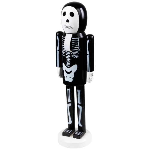 Skeleton Wooden Halloween Nutcracker - 14" - Black and White