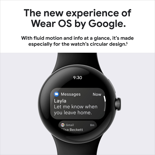 Google Pixel Watch, Matte Black Stainless Steel Case, Active