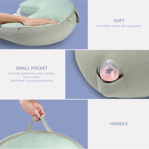 Pure Cotton Comfortable Breastfeeding Pillows with a Separate Cushion, Nursing Pillows with Removable Pillowcase