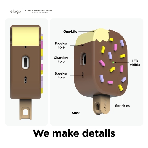 elago Ice Cream Case Compatible with AirPods Pro 2nd Generation Case, Carabiner Included, Supports Wireless Charging, Full Protection