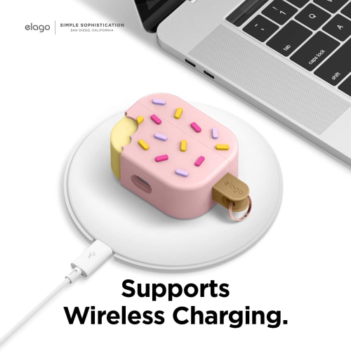 elago Ice Cream Case Compatible with AirPods Pro 2nd Generation Case, Carabiner Included, Supports Wireless Charging, Full Protection