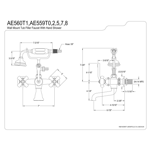 Kingston – robinet à cuve rétro AE559T5, laiton, 7 po, bronze huilé