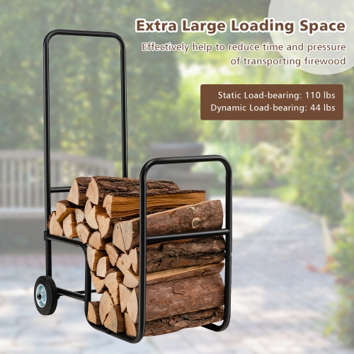Costway Firewood Carrier Wood Mover Hauler Fire Rack Caddy Cart Dolly Rolling