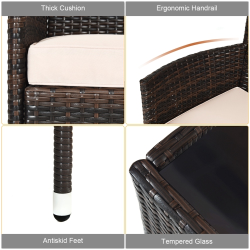 Costway 8PCS Rattan Patio Furniture Set Cushioned Sofa Chair Coffee Table