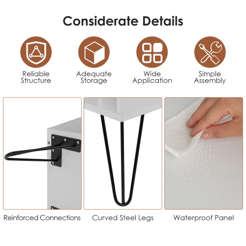 Costway – Support pour tourne-disque, tablette d’affichage pour tourne-disque, 21 long. X 18 larg. X 34 haut., blanc