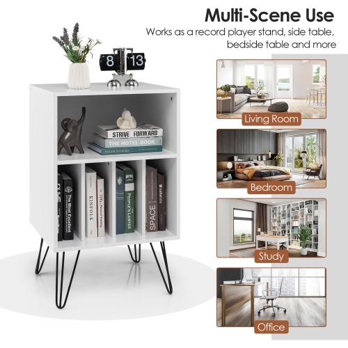 Costway – Support pour tourne-disque, tablette d’affichage pour tourne-disque, 21 long. X 18 larg. X 34 haut., blanc