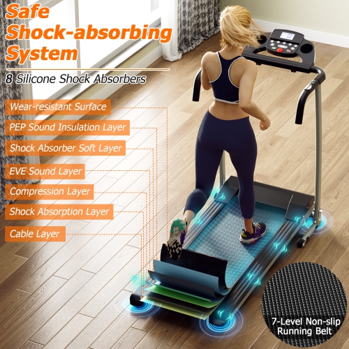 Costway 2 HP Folding Treadmill Motorized Running Machine 12 Preset Program & LCD Display Black/White