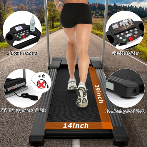 Costway 2 HP Folding Treadmill Motorized Running Machine 12 Preset Program & LCD Display Black/White
