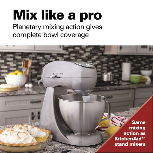 Hamilton Beach Eclectrics All-Metal 12-Speed Electric Stand Mixer,  Tilt-Head, 4.5 Quarts, Pouring Shield, Sterling (63220)