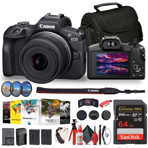 CANON  Eos R100 Mirrorless Camera With 18-45MM Lens + Filter Kit + Corel Software + More
