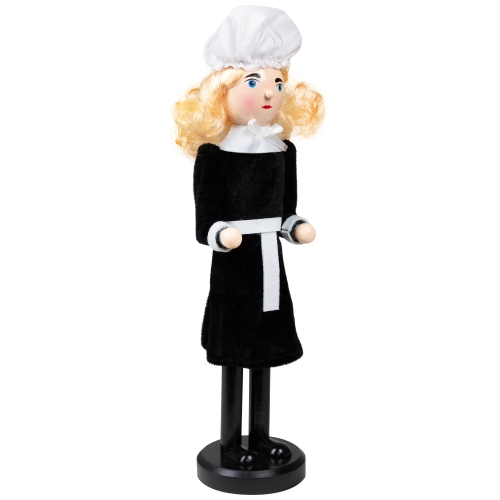 Pilgrim Woman Thanksgiving Fall Harvest Wooden Nutcracker Decoration - 14"