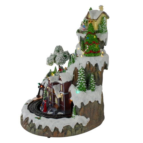 17" White LED Lighted and Animated Christmas Village with Moving Train