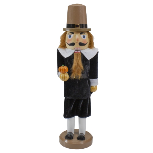 NORTHLIGHT  Pilgrim Man Wooden Fall Harvest Thanksgiving Nutcracker Decoration- 14" Great seller, craftmanship of item,  packaging