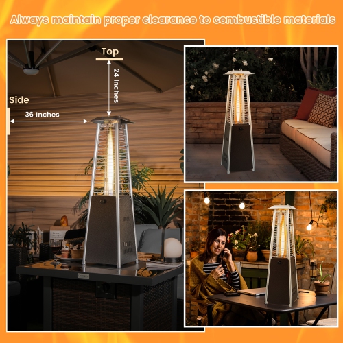 Costway 35" Portable Tabletop Pyramid Patio Heater Steel Propane gas 10000 BTU