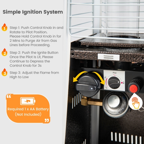 Costway 35" Portable Tabletop Pyramid Patio Heater Steel Propane gas 10000 BTU