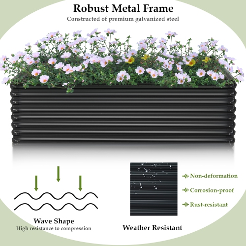 Costway 1 PC Galvanized Raised Garden Bed Outdoor Planter Box Firewood Rack Log Holder
