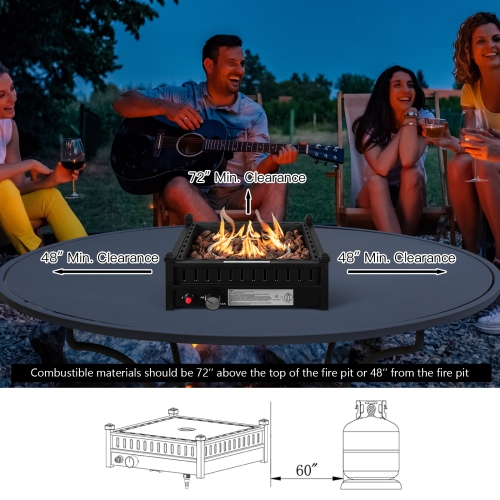 Costway Portable Tabletop Fire Bowl 40,000 BTU Propane Firepit fit Umbrella Holes Table