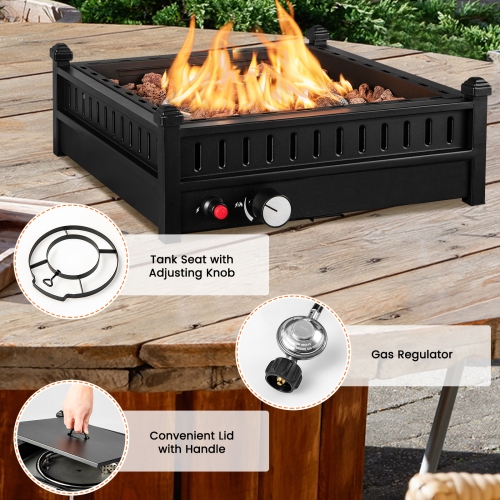 Costway Portable Tabletop Fire Bowl 40,000 BTU Propane Firepit fit Umbrella Holes Table