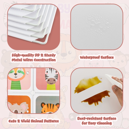 Costway 12-Cube Kids Wardrobe Baby Dresser Bedroom Armoire Clothes Hanging Closet with Door