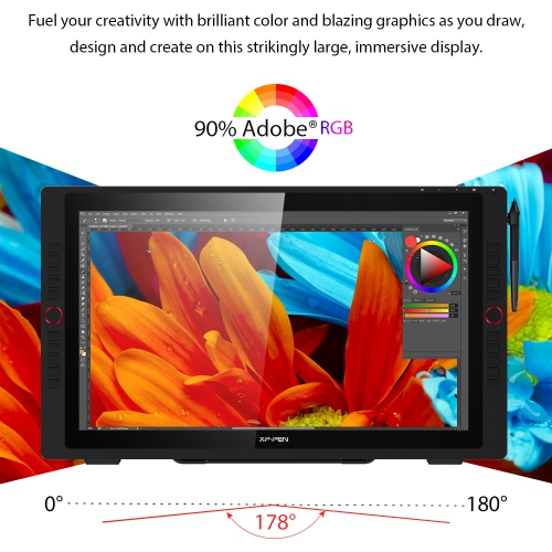 XPPen 23.8'' 2K QHD High Accuracy Pen Drawing Display with 2 Battery-free Stylus & 2 dial wheels and 20 Shortcut Keys