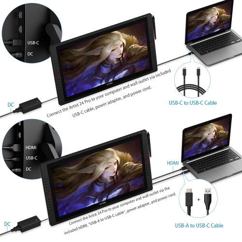 XPPen 23.8'' 2K QHD High Accuracy Pen Drawing Display with 2 Battery-free Stylus & 2 dial wheels and 20 Shortcut Keys