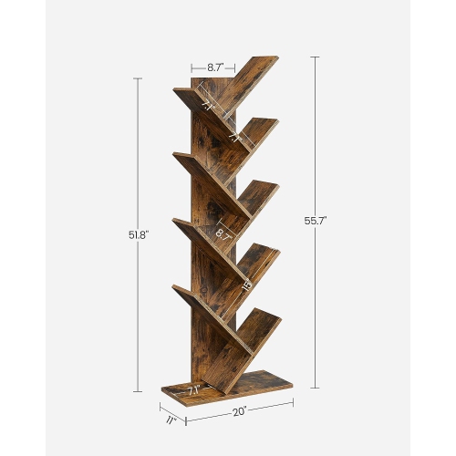 HOMEFORT 9-Shelf Wood Bookshelf Holds Up to 5kgs Per Shelf)