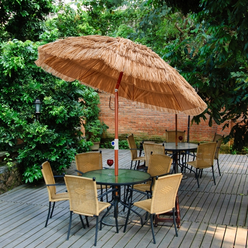 Costway Patio 6FT Tropical Thatched Tiki Beach Umbrella Portable Outdoor Market Tilt