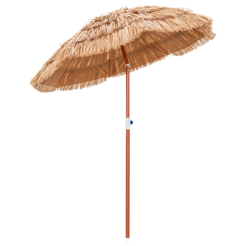 Costway Patio 6FT Tropical Thatched Tiki Beach Umbrella Portable Outdoor Market Tilt