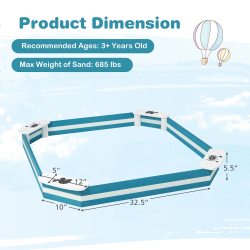 Bac à sable d'extérieur en bois avec motifs d'animaux de Costway pour chaises au fond du jardin